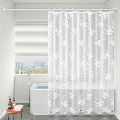 120 X 180 Cm, Duschvorhang, Wasserdicht, Kurzer, Beschwerter Eva-duschvorhang, Blumendesign, Badvorhang