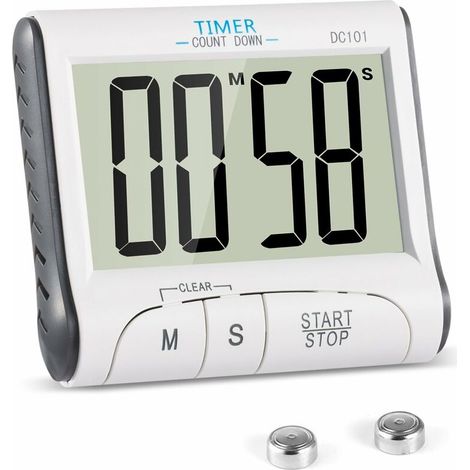 Digitale 24-stunden-küchenuhr Mit Magnetfuß, Akustischem Alarm, Lcd-display Und Countdown-timer, Weiß