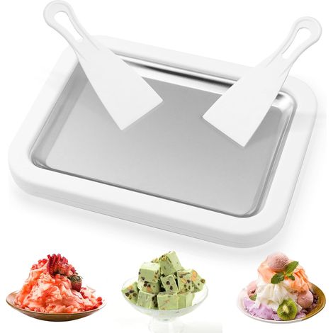 Eisform Mit 2 Spateln. Kleine, Sofort Einsatzbereite Eismaschine Für Hausgemachtes Rolleis, Frozen Yogurt Und Gelato.