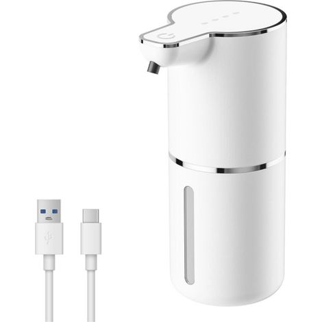 Automatischer Seifenspender, 350 Ml, Sensor-seifenspender, Usb-aufladbar, 4 Geschwindigkeitsstufen, Berührungsloser Schaumseifenspender