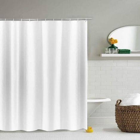 Extra Langer, Weißer Duschvorhang Fürs Badezimmer, Breiter Polyester-badezimmervorhang, 180 Cm Breit X 200 Cm Hoch