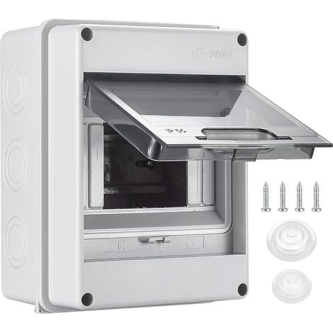 Ip65 Wasserdichter Außenverteilerkasten, 5 Din-module Mit Integrierter Schiene, Transparenter Tür Und Ladeanschlüssen, Robustes Abs-gehäuse Für Garten, Keller, Garage, Villen
