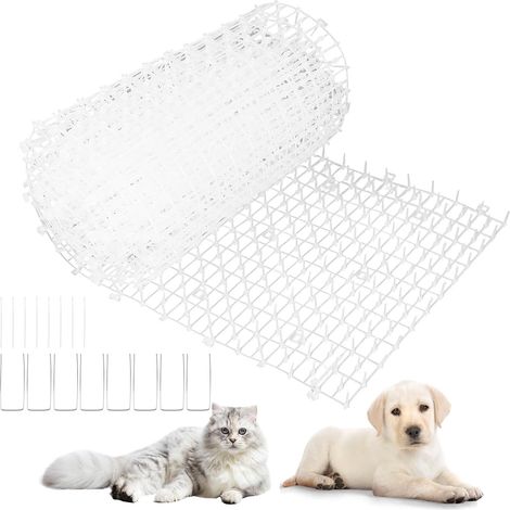 Katzenabwehr-spikegitter 30 X 200 Cm, Kunststoff, Mit 8 Spikes, Weiß. Für Hunde, Katzen, Wildtiere, Innen- Und Außenbereich.