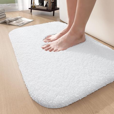 Badematte 40 X 60 Cm, Rutschfest, Saugfähig, Mikrofaser, Maschinenwaschbar, Weiß, Für Bad Und Wc