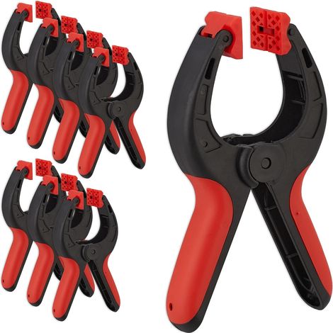 Set Mit 8 Klemmen, 7 Cm Abstand, 13 Kg Klemmkraft, Rutschfest, Schwenkbar, Schwarz Und Rot