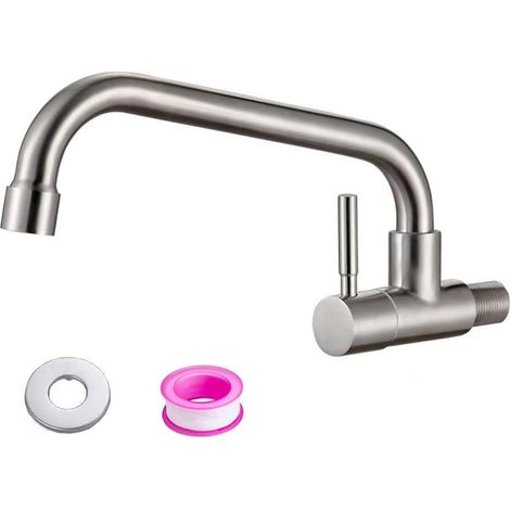 Moderner, Um 360 Grad Drehbarer Wand-schwenkhahn Aus Edelstahl Für Kaltwasser In Küche, Bar Und Spüle