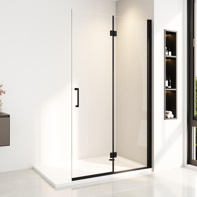 75 X 195 Cm Schwarzer Walk In Dusche Walk In Duschwand Falttür Duschabtrennung Duschtrennwand Glaswand Duschwände, 6mm Nano Esg-sicherheitsglas