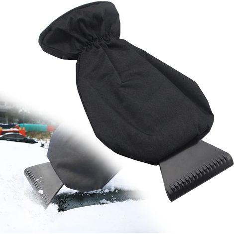 Schwarzer Eiskratzer Mit Handschuh, Professioneller Eiskratzer Für Autoscheiben, Eiskratzer Mit Extra Großem Eishandschuh, Schneekratzer