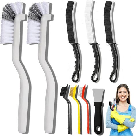 Set Mit 9 Reinigungsbürsten Für Fugendüsen. Bürsten Mit Steifen Borsten Für Die Reinigung. Reinigungsbürsten Für Den Haushalt. Reinigungsmittel Für Küche, Bad Und Ecken.