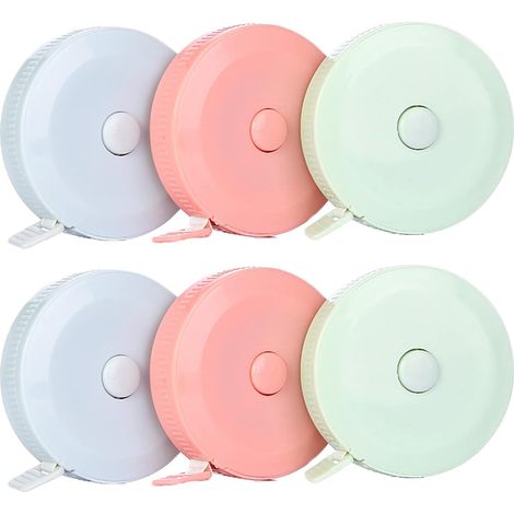6-teiliges Set Mit Je 15 M Langem Nähmaßband, Einziehbarem Maßband Für Körpermaße, Flexiblem Band, Doppelseitigem Maßband Zum Nähen Und Schneidern.