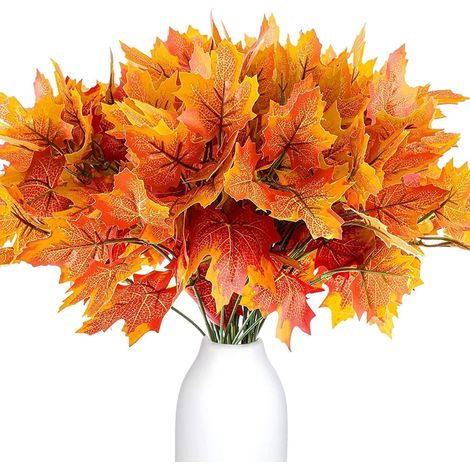 Set Mit 4 Künstlichen Herbstblumensträußen, Herbstdekoration, Ahornblätter, Künstlicher Herbststrauß Aus Kunststoff, Künstliche Ahornblätter Für Thanksgiving, 3