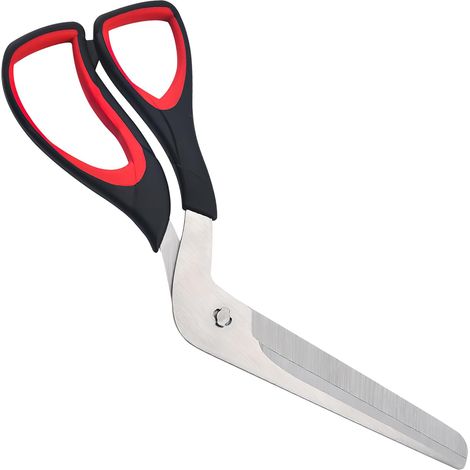 Pizzaschere (27 Cm), Pizzaschneider Mit Scharfer Edelstahlklinge, Multifunktionale Küchenschere, Pizzabesteck, Schwarz/rot