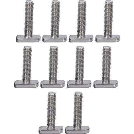 Packung Mit 10 M10 X 25 Mm Edelstahl-t-schrauben Mit Hammerkopf Und Vollgewinde Für Photovoltaik-systeme Aus Aluminiumprofilen