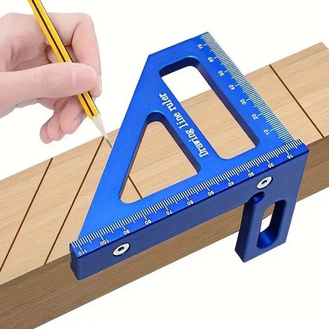 3d-mehrwinkel-messlineal, Professioneller 45°/90°-winkelmesser Aus Aluminiumlegierung, Dreieckiges Gehrungslineal, Hochpräzises Messwerkzeug Für Zimmerleute (blau)