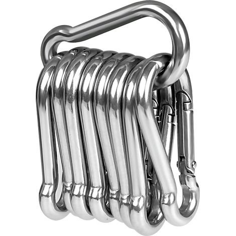 10 Stück Hochbelastbare Karabiner Aus Edelstahl 304, 50 Mm X 5 Mm, Premium-qualität Mit Ratschenverschluss Für Alle Arten Von Zughilfen Und Griffen Mit Öse…