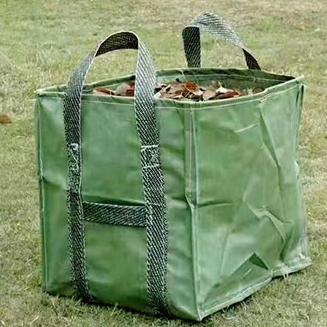 Grüner (60 × 60 × 70 Cm) Gartenabfallsack, Wiederverwendbar Und Strapazierfähig Mit Tragegriffen, Große Öffnung Zum Einfachen Befüllen Mit Laub, Holz Und Erde