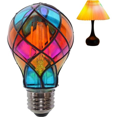 4-watt-buntglas-glühbirnen Für Den Innenbereich, E26 120v, Farbenfrohe, Handbemalte Led-glühbirne Für Zuhause, Schlafzimmer, Nachttischlampe, Garten, Balkon, Halloween Und Weihnachten.