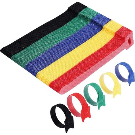100 Stück Kabelbinder, 15 Cm Wiederverwendbare Nylon-kabelklemmen, Verstellbare Klett-kabelbinder, Kabelorganisator, 5 Farben