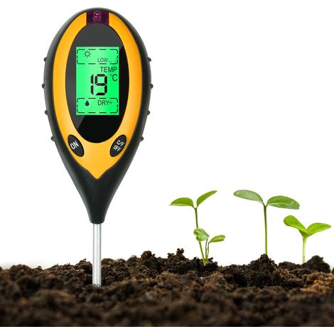 (batterie Nicht Enthalten) 4-in-1-bodentester: Ph-meter, Digitales Pflanzenthermometer Mit Anzeige Von Licht, Temperatur, Ph-wert Und Bodenfeuchtigkeit Misst Nicht Die Fruchtbarkeit Von Gartenböden Fe