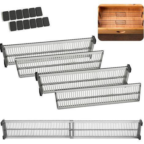 Stück (transparent Schwarz) Schubladeneinteiler, Längenverstellbare Schubladenorganizer Für Schubladen, Schränke Und Regale, Aus Robustem Pp Für Küche, Büro Und Badezimmer