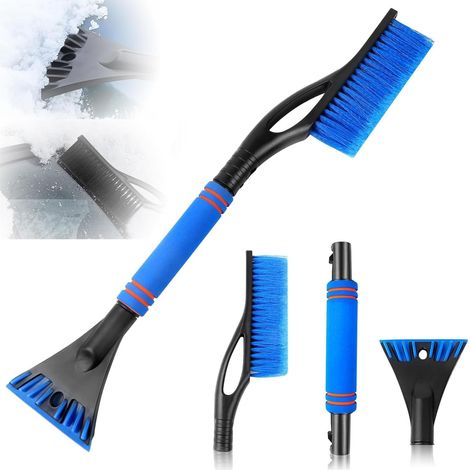 (blauer) Eiskratzer Und Schneebesen, Autoschneebesen, 2-in-1 Eiskratzer Und Schneebesen, Scheibenkratzer, Mit Rutschfestem Schaumstoffgriff, Für Autos