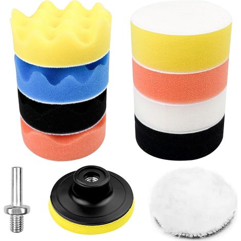 11-teiliges Polierschwamm-set, 7,6 Cm (3 Zoll) Lammwoll-polierpad, Selbstklebendes Autopolierpad, Polierscheibenadapter Zum Polieren, Schleifen Und Wachsen Von Autos