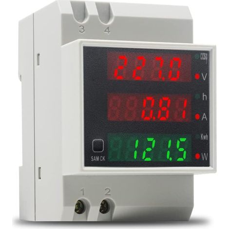 Din-schienen-stromzähler, Einphasen-energiezähler, Digitales Voltmeter/amperemeter, Wechselstrom 80–300 V, 100 A, Wattmeter, Stromverbrauchszähler, 1-phasig, Watt/kwh-zähler