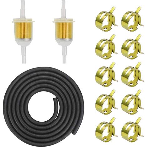 Kraftstoffleitungssatz (2 Meter): Ø 5 Mm Kraftstoffleitung + 2 Kraftstofffilter (6 Mm/8 Mm) + 10 Schlauchschellen Für Kawasaki-, Kohler- Und Briggs & Stratton-kleinmotoren
