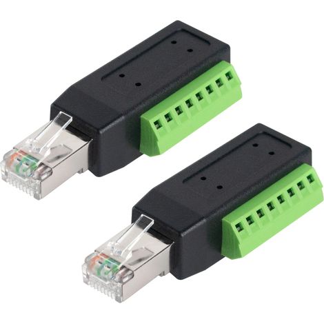 (2er-pack) Rj45-adapterkarte Mit Schraubklemmen, 90°-rj45-stecker, 8p8c-ethernet-netzwerkadapter (stecker) Auf 8-polige Av-verlängerung Für Cctv, Cat5, Cat6