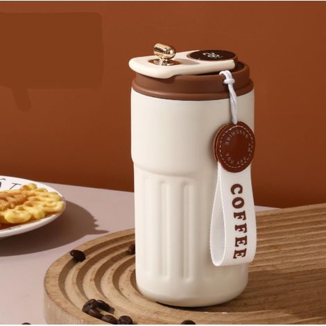 Isolierbecher Aus Edelstahl (450 Ml) Mit Temperaturanzeige, Ideal Für Camping Und Outdoor-aktivitäten. Auslaufsicherer Deckel. Hält Getränke Warm Oder Kalt.