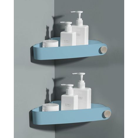 2-teiliges Duschregal Aus Kunststoff, Kein Bohren Erforderlich, Aufbewahrung Und Organisation Im Badezimmer, Seifenhalter, Badezimmerregal, Inklusive 6 Klebestreifen, Himmelblau