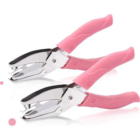 2-teiliges Rundlochstanzer-set, Handlocher Mit Rosa Griff, 3 Mm Und 6 Mm Löcher, Für Diy-kartenherstellung Und Papierbastelarbeiten
