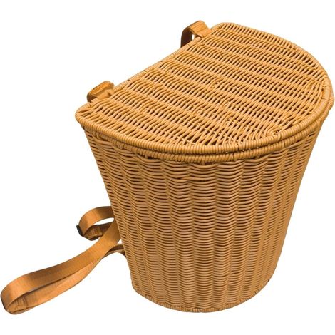 Rustikaler Pp-korbrucksack Mit Deckel Und Tragegurt