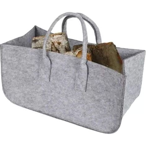 Filztasche, Faltbar, Zur Aufbewahrung Von Brennholz, Mit Griffen, 50 X 25 X 25 Cm, Schwarz, 1 Stück