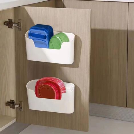 2-teilige Aufbewahrungsbox Für Küchenschranktüren, Sonstige Aufbewahrungsmöglichkeiten, Selbstklebende Wandaufbewahrungsbox, Für Schränke, Badezimmer, Kühlschrank, Kleinteile