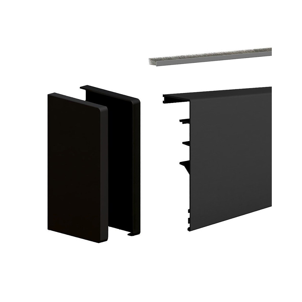 Slid'up 160 / 170 Abdeckblende Schwarz 301 Cm Xl Inkl. Endkappen Für Schiebetür