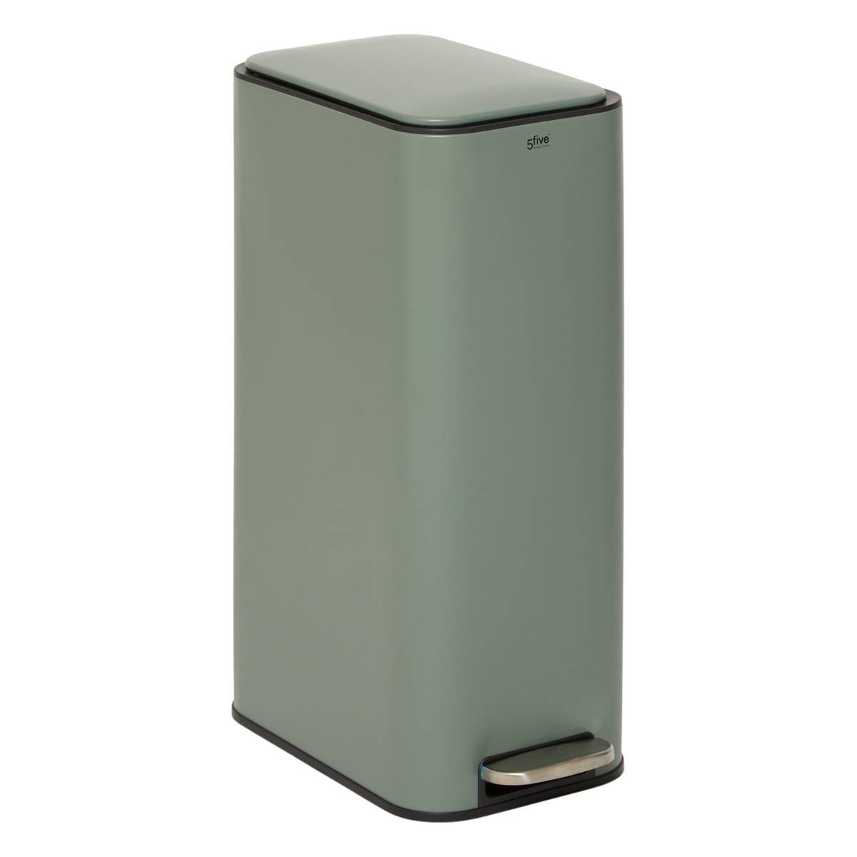 Schlanker, Rechteckiger Treteimer „delta“ 30 L, Grün - 5five