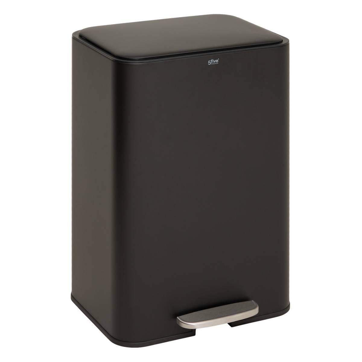 Rechteckiger Treteimer „delta“ 50 L, Schwarz - 5five
