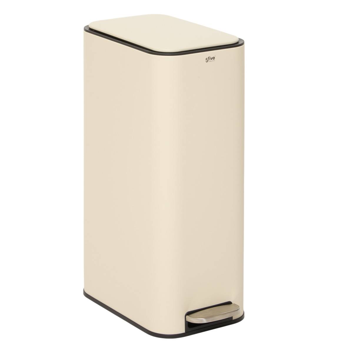Schlanker, Rechteckiger Treteimer „delta“ 30 L, Lehmfarben - 5five