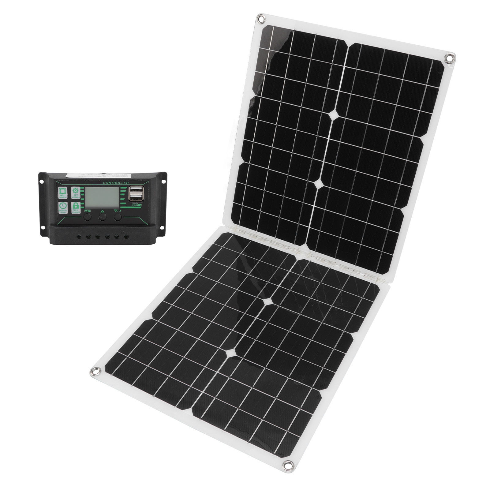 Faltbares Monokristallines 50-w-solarpanel, Tragbares Ladegerät Für Camping Und Reisen Mit 100-a-regler (ohne Aufbewahrungsmöglichkeit, Extra Große Größe)
