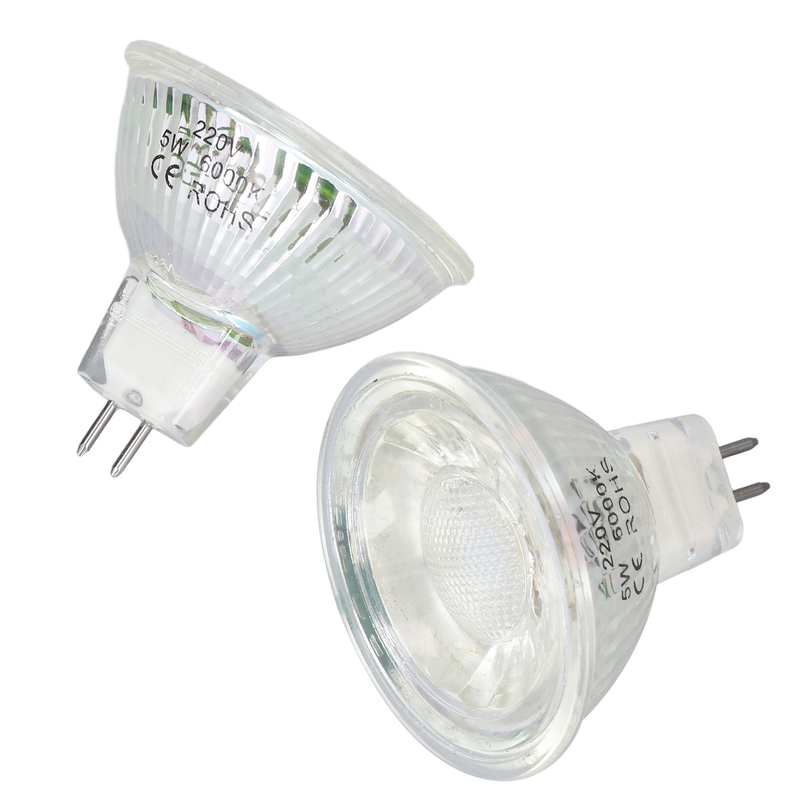 Mr16 5w Cob Led-spot, Einbau-spotlampe Aus Glas, Dimmbar, 220v, Kaltweiß, Beleuchtung Für Wohnzimmer, Schlafzimmer, Geschäft, Ce/rohs-geprüft (verpackung Mit Luftpolsterfolie)