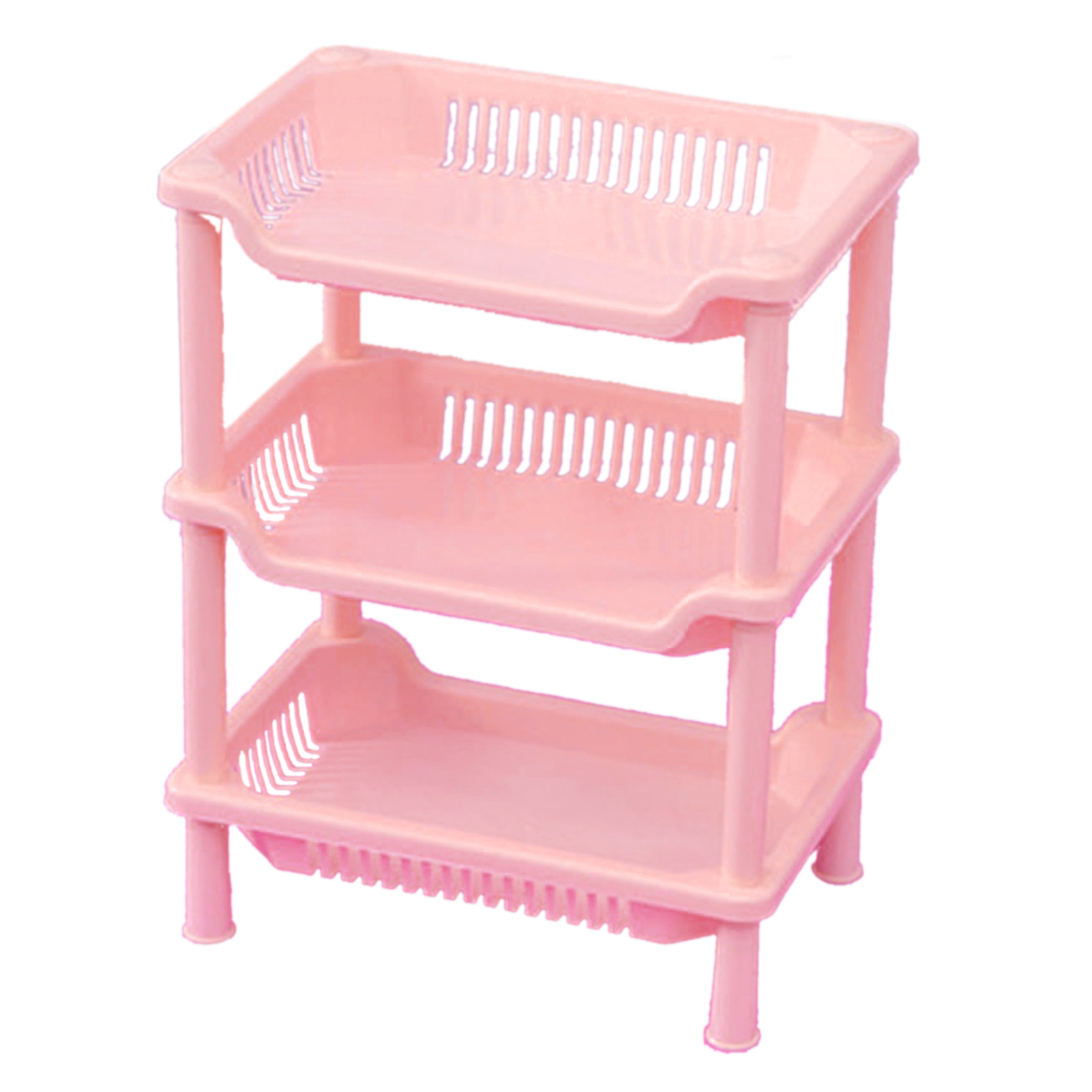3-stöckiges Quadratisches Badezimmerregal, Kunststoff-aufbewahrungsregal Für Küche Und Bad, Quadratisches Rosa Eck-bodenregal