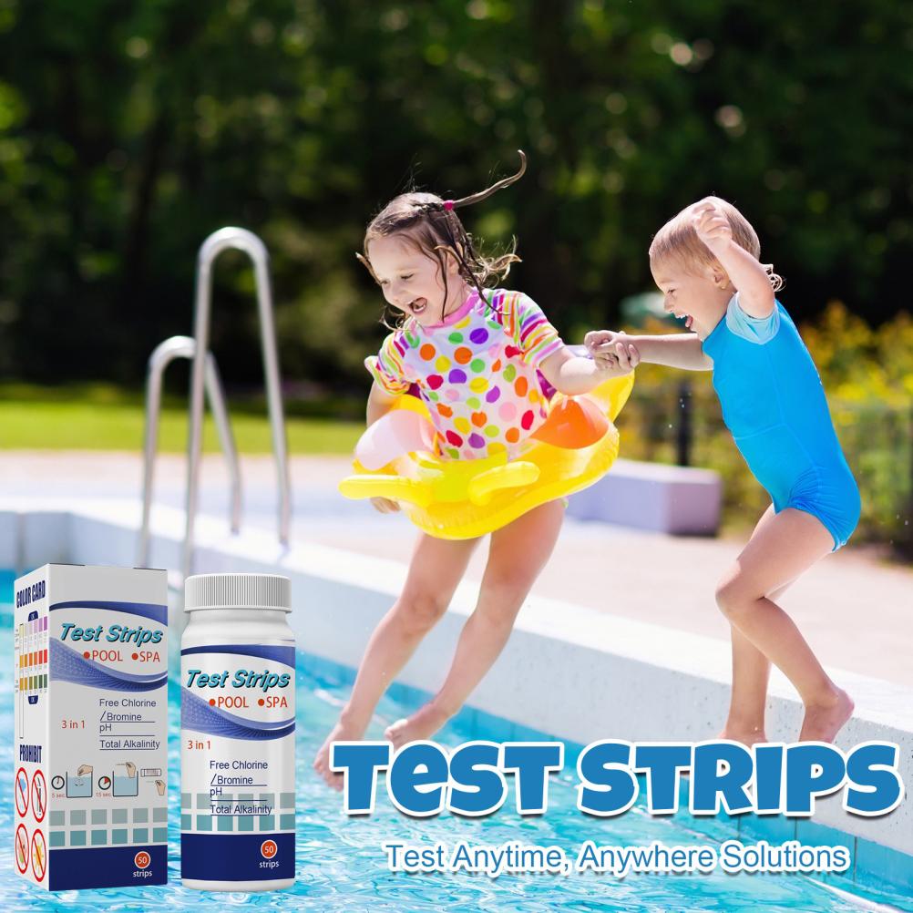 Packung Mit 50 3-in-1-teststreifen Für Schwimmbäder, Schnelle Und Genaue Ph-wert-bestimmung, Teststreifen Für Die Poolwasseranalyse