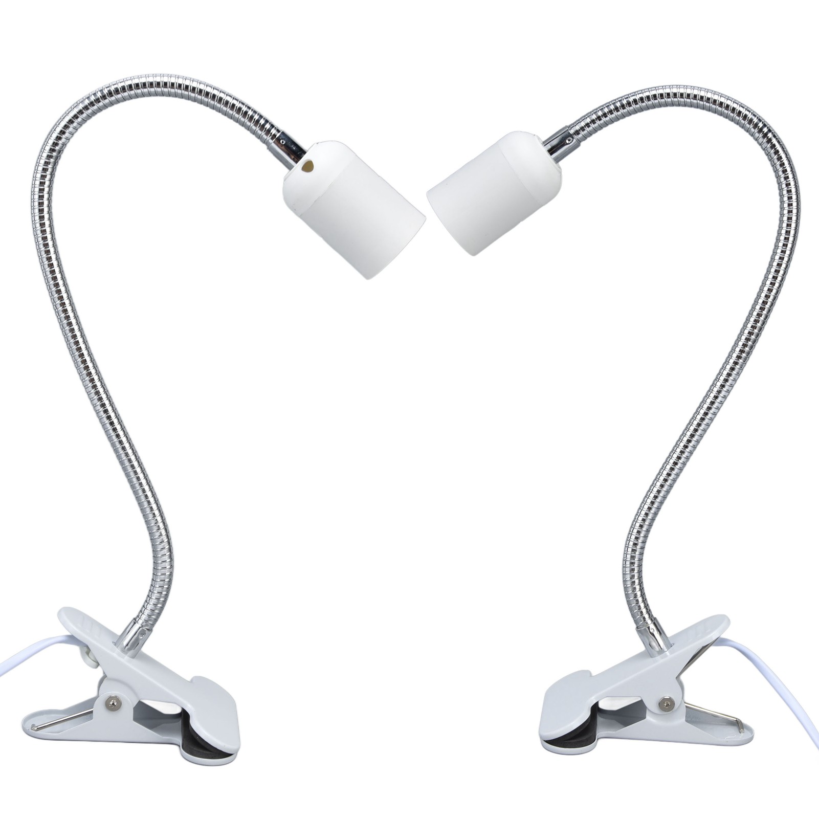 E27/e26 Klemmfassung Für Flexible Richtlampe Mit Weißem Clip, Langhalsfassung Für Schreibtischlampe (leuchtmittel Nicht Enthalten, 100-240 V, Ce-norm)