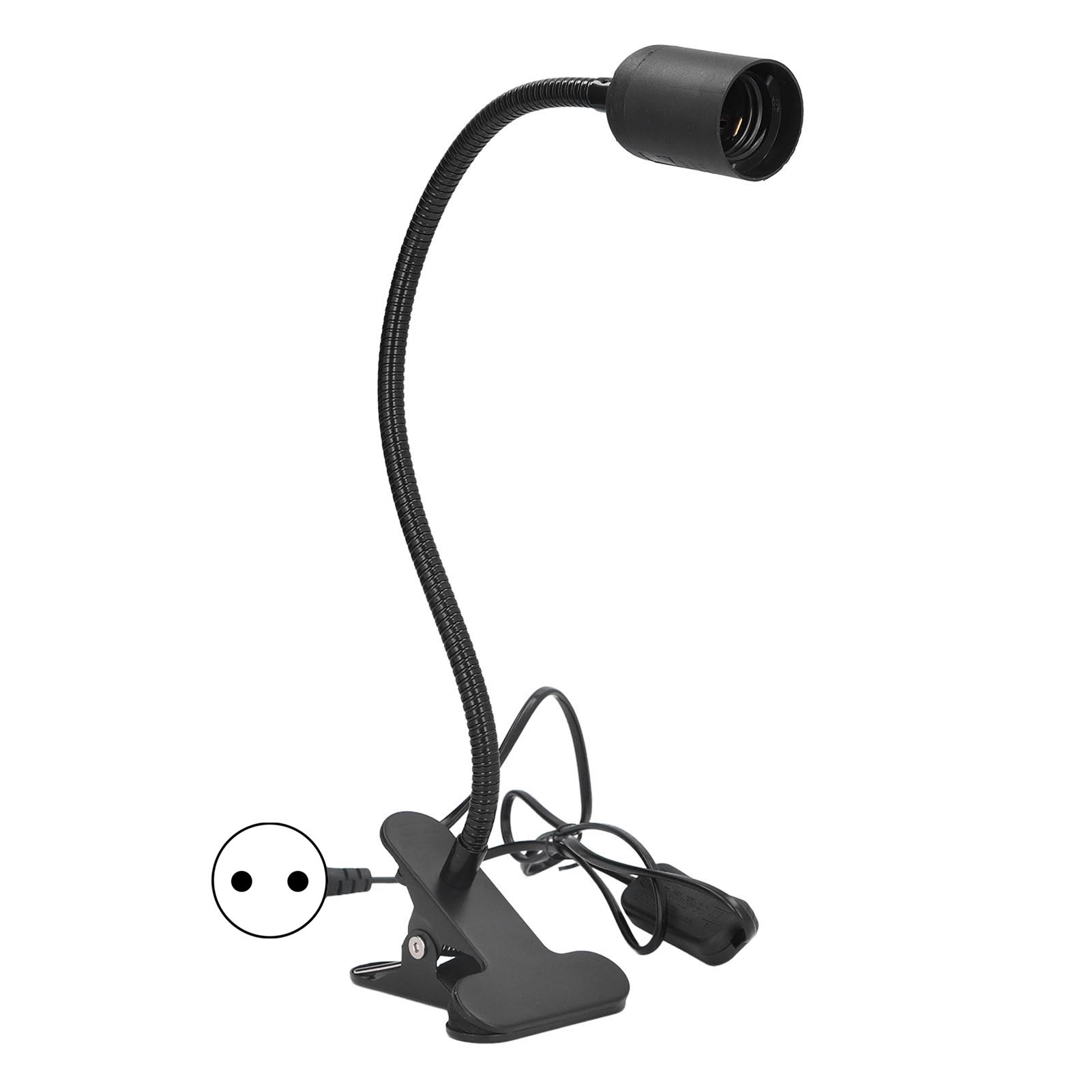 E27/e26 Lampenfassung Mit Universalklemme Und Flexiblem Schwanenhals, Lange Klemmfassung Für Schreibtischlampe, Schwarzer Einarmiger Lampenkopf (leuchtmittel Nicht Enthalten, 100-240 V, Europäischer S