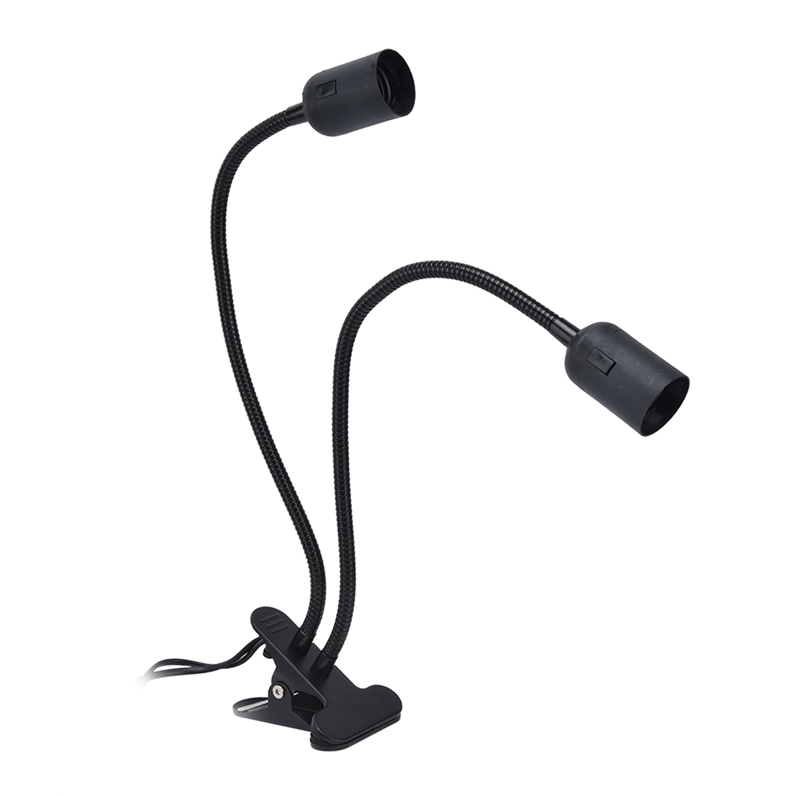 E27/e26-fassung Mit Klemme, Flexible Schwanenhalslampe, Doppelköpfiger Schwarzer Gelenkarm Für Schreibtischlampe (leuchtmittel Nicht Enthalten, 100-240 V, Ce-norm)