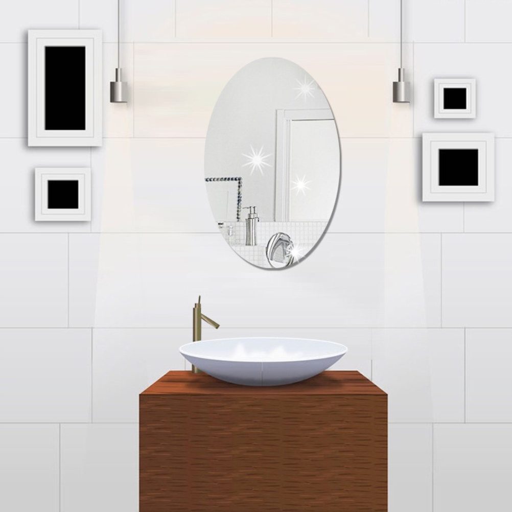 Selbstklebender Ovaler/rechteckiger Acrylspiegel 42x27cm Für Badezimmer, Wc, Wohnzimmer, Schlafzimmer, Ankleidezimmer, Wanddekoration