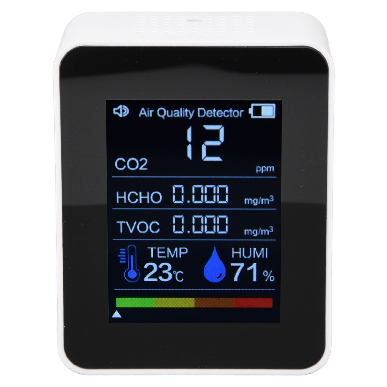 Tragbarer 8-in-1 Co2-detektor, Multifunktionaler Luftqualitätsanalysator, Automatisch Drehbarer Bildschirm, Usb-wiederaufladbar Mit Eingebautem Akku, Weiß.