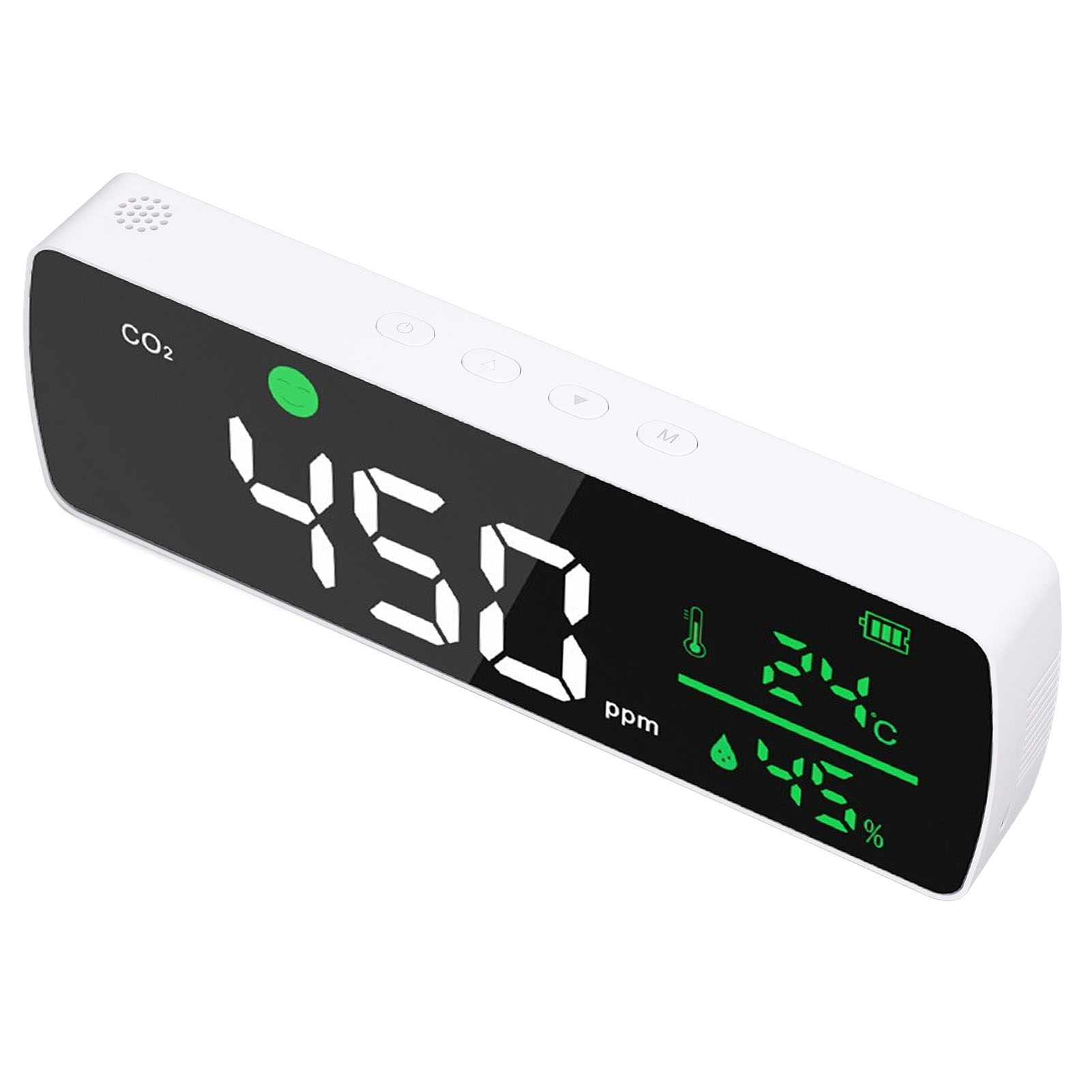 Cd06 Co2-detektor, Infrarot-luftqualitätssensor, Temperatur- Und Feuchtigkeitsmessung, Weißes Modell, Mit Eingebauter Batterie.