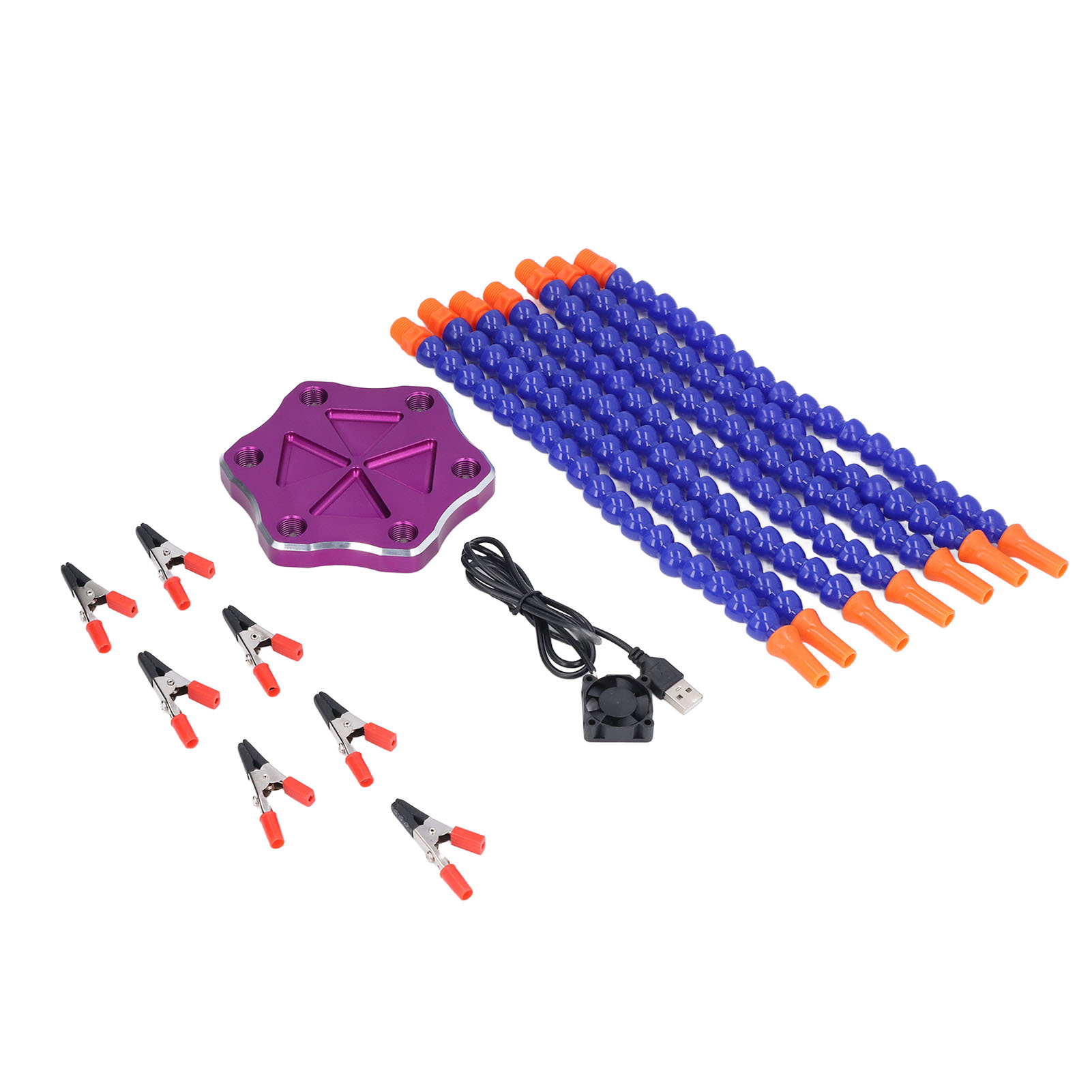 Flexible Armstütze Für Lötkolben, Dritte Hand Mit Violettem Sockel Und Usb-werkzeug